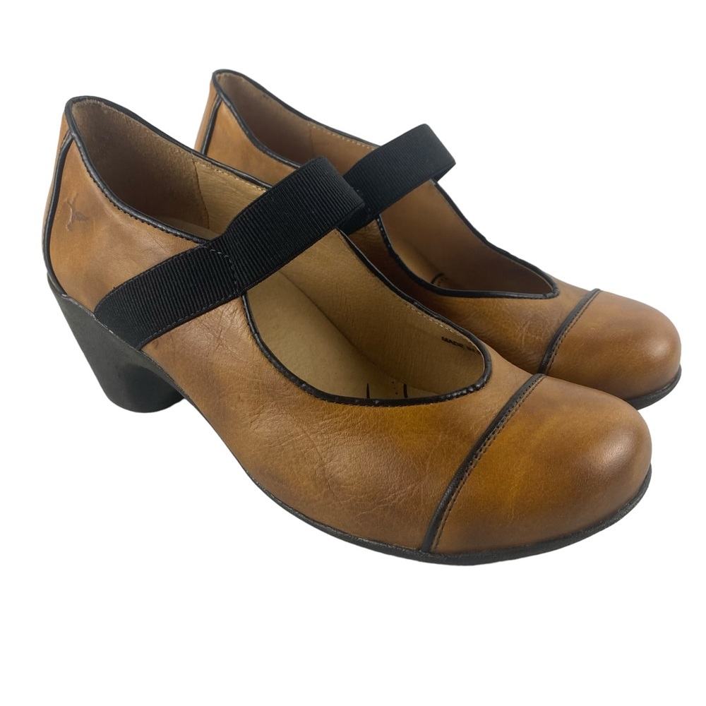 Portofino Womens Leather Heel with Elastic Strap Round Toe Size 41